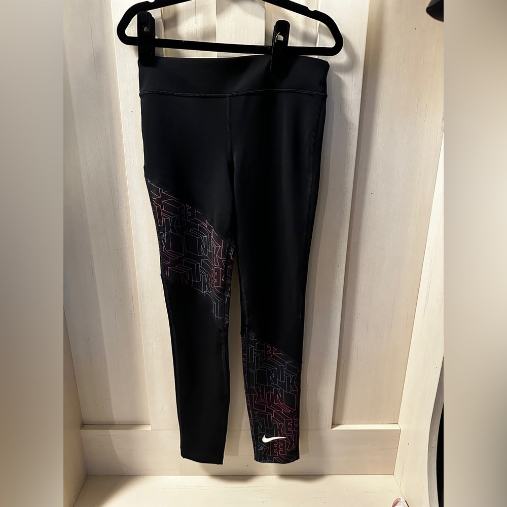 Nike Kids Black and Red Patterned Leggings